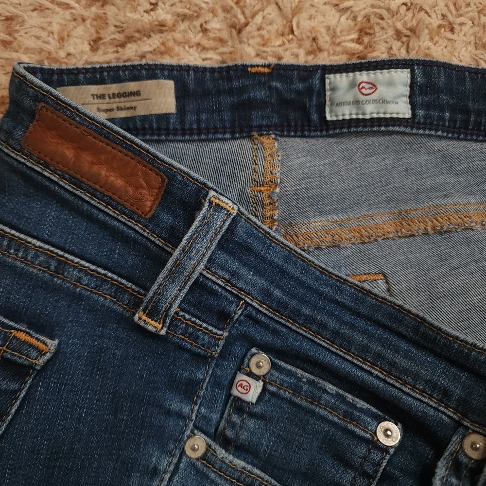 AG Adriano Goldschmied The Legging Super Skinny Women 30R Blue Distressed Jeans